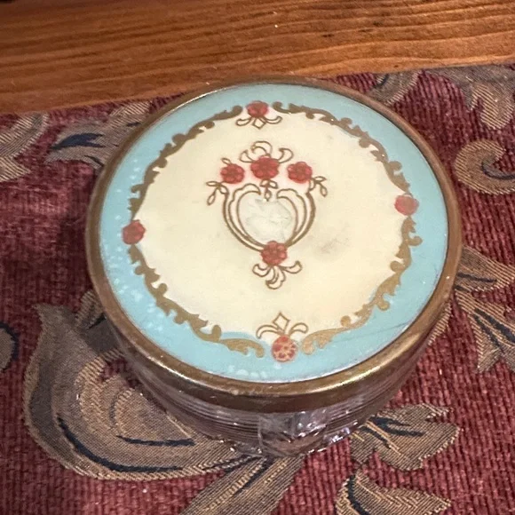 Vintage Floral Glass vanity jar - Picture 6 of 10